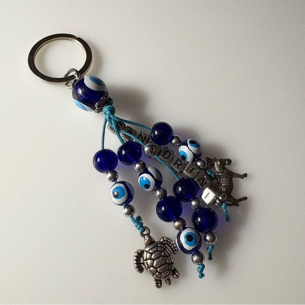 Santorini Evil Eye Keychain Turtle Donkey Charm Keychain